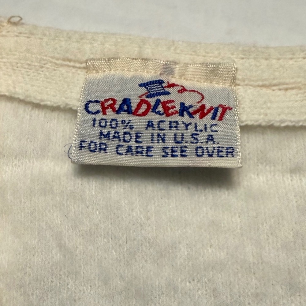 Vintage Cradle Knit Kids White Cardigan Sweater Blue Embroidered Poodle USA Made - Picture 3 of 7